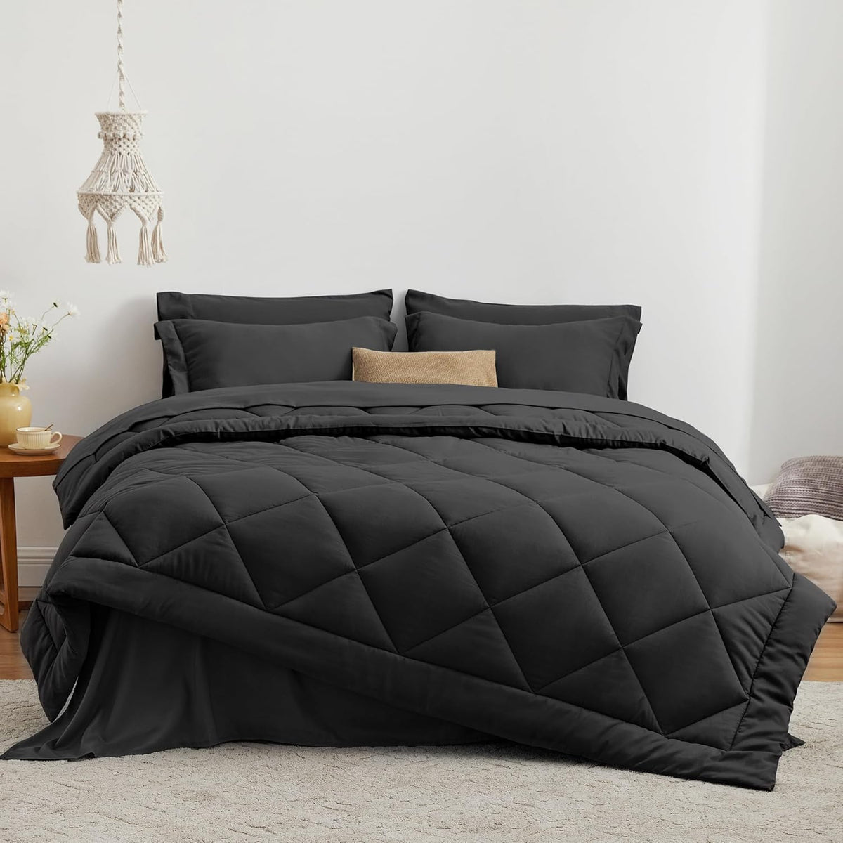 love's cabin king size comforter set, 7 pieces shown in use