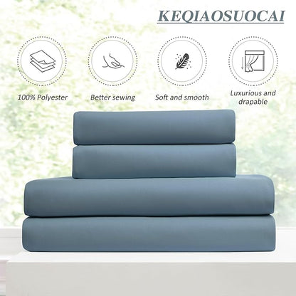 KEQIAOSUOCAI Pinch Pleated Dark Slate Steel Blue Curtains 96 Inches Long - Image 4
