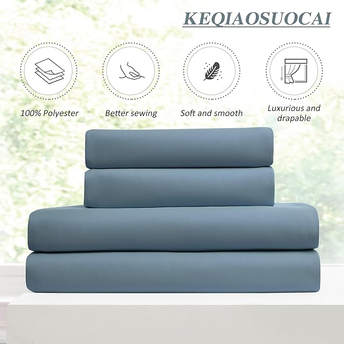 KEQIAOSUOCAI Dusty Blue Pinch Pleated Curtains 126 Inches Long Room Darkening - Image 5