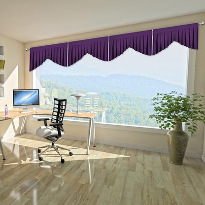Valances for Windows Dark Purple Window Valance for Living Room Rod Pocket - Image 2