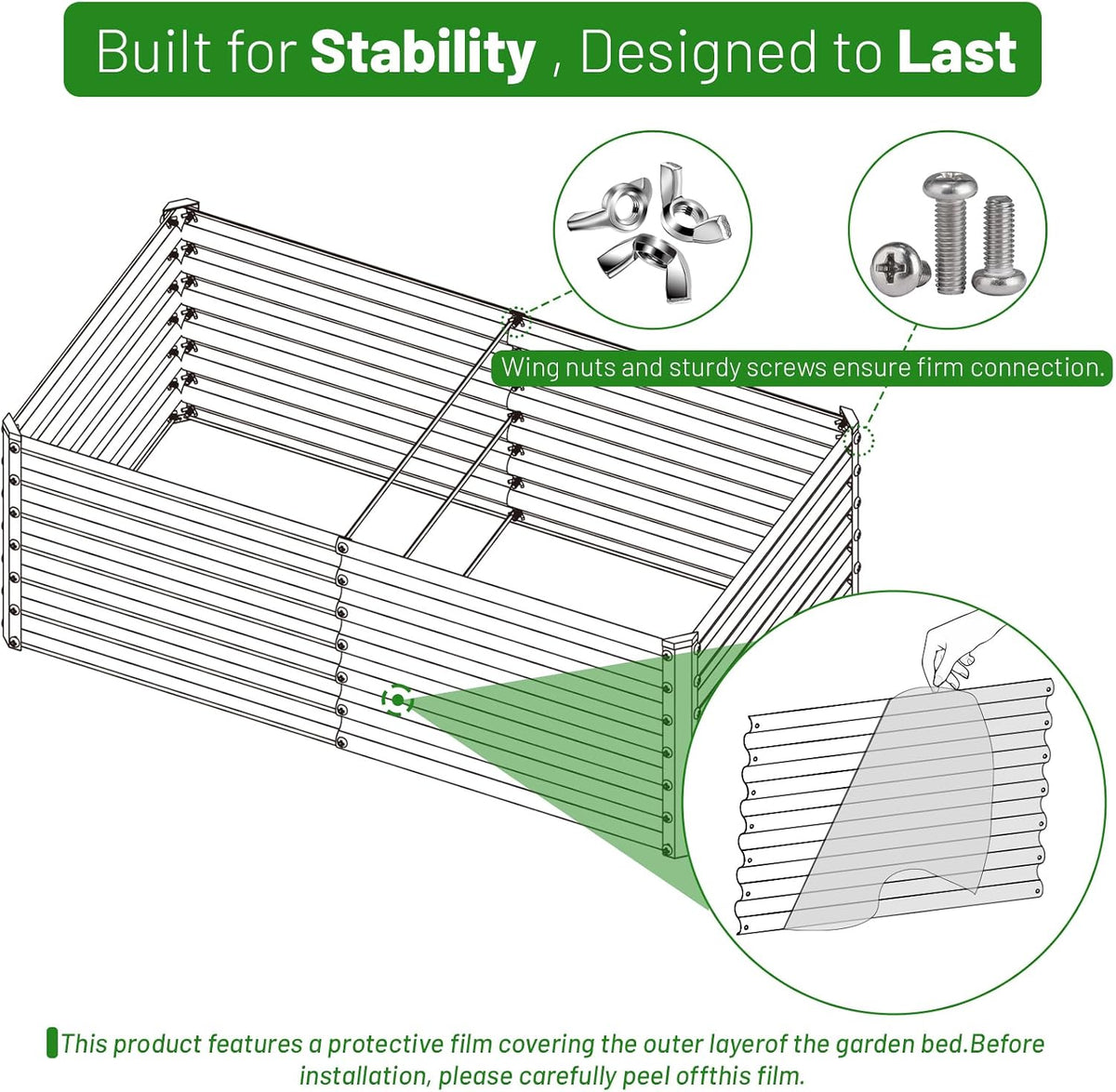 snugniture galvanized raised garden bed 6x3x2ft outdoor large, view 9