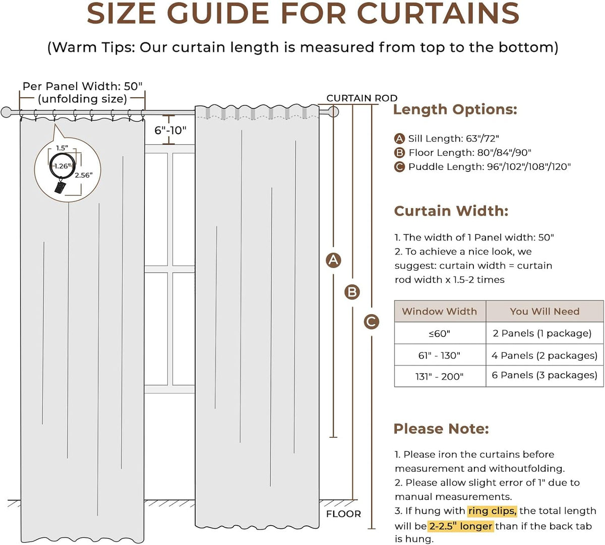 inovaday 100% blackout curtains for bedroom black out, view 9