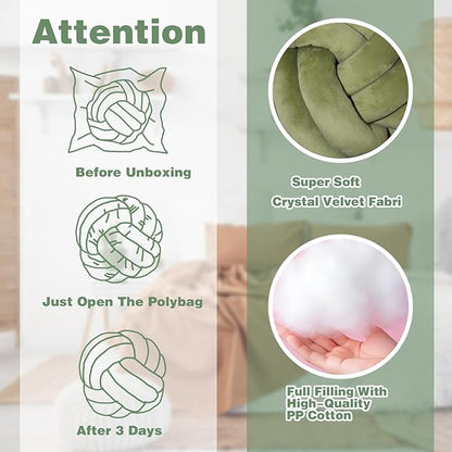 Yerliker 4 Pcs Knot Pillow Ball, 8.7 Inches Soft Home Decorative Round Throw - Image 2