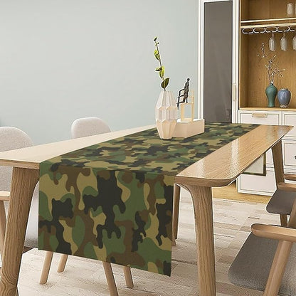 Camo Table Runner, Military Camouflage Coast Guard Force Soldier Hunting Themed - Image 3