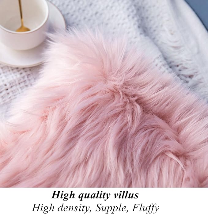 LIGICKY Set of 2 Decorative Pink Lumbar Fluffy Throw Pillow Cover Faux Fur - Image 4