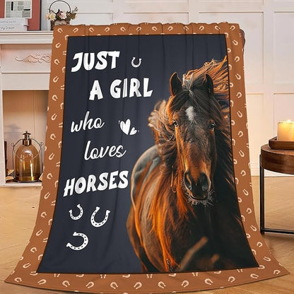 Horse Blanket Horses Throw Blanket Just A Girl Who Loves Horses Flannel Stuff by Unknown