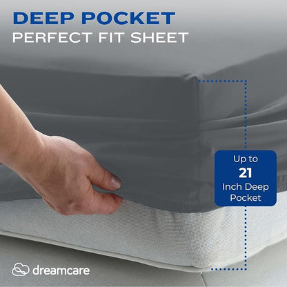 DREAMCARE Full Size Sheets – 4 pcs Cooling Sheets – up to 21” Deep Full Sheet - Image 3