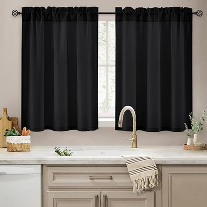 HOMEIDEAS Halloween Non-See-Through Black Privacy Sheer Kitchen Curtains 36 by HOMEIDEAS