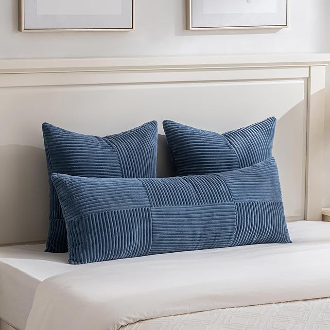 Fancy Homi 2 Packs Dusty Blue Euro Decorative Throw Pillow Covers 26x26 Inch - Image 5