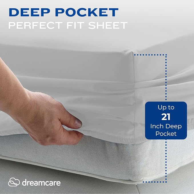 DREAMCARE King Size Sheets Set – 4 pcs Cooling Sheets – up to 21” Deep Pocket - Image 3