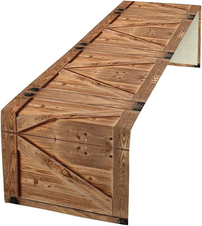 Rustic Barn Door Table Runner Farmhouse Wooden Wood Vintage Plank Country by ZhiRain