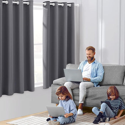 HOMEIDEAS Grey/Gray Blackout Curtains 52 X 63 Inch 2 Panels Room Darkening - Image 3