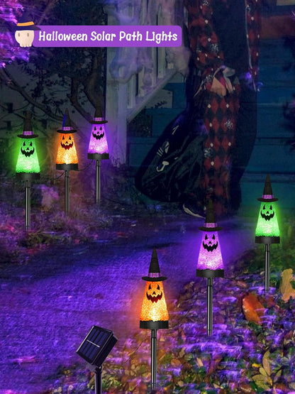 6 Pack Halloween Decorations Outdoor, Solar Ghost Pathway Lights Waterproof