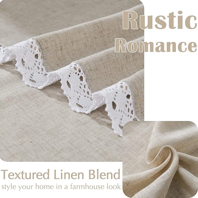 jinchan Linen Curtains for Living Room Bedroom Light Filtering Semi Sheer - Image 5