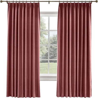 TWOPAGES 26 W x 96 L inch Pinch Pleated Curtain Room Darkening Linen Drapery by TWOPAGES