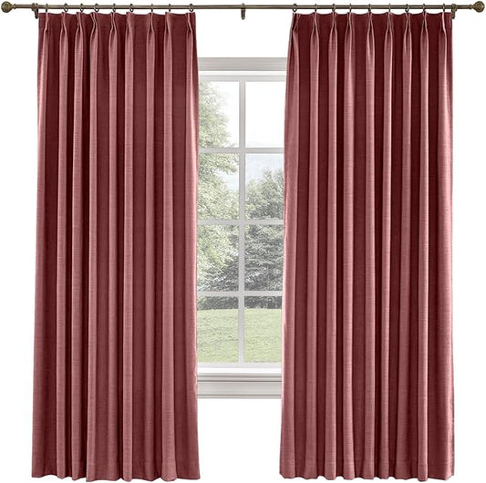 TWOPAGES 72 W x 84 L inch Pinch Pleated Curtain Room Darkening Linen Drapery by TWOPAGES
