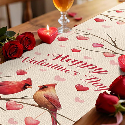 Happy Valentines Day Cardinal Dining Table Runner, Anniversary Wedding Indoor - Image 4