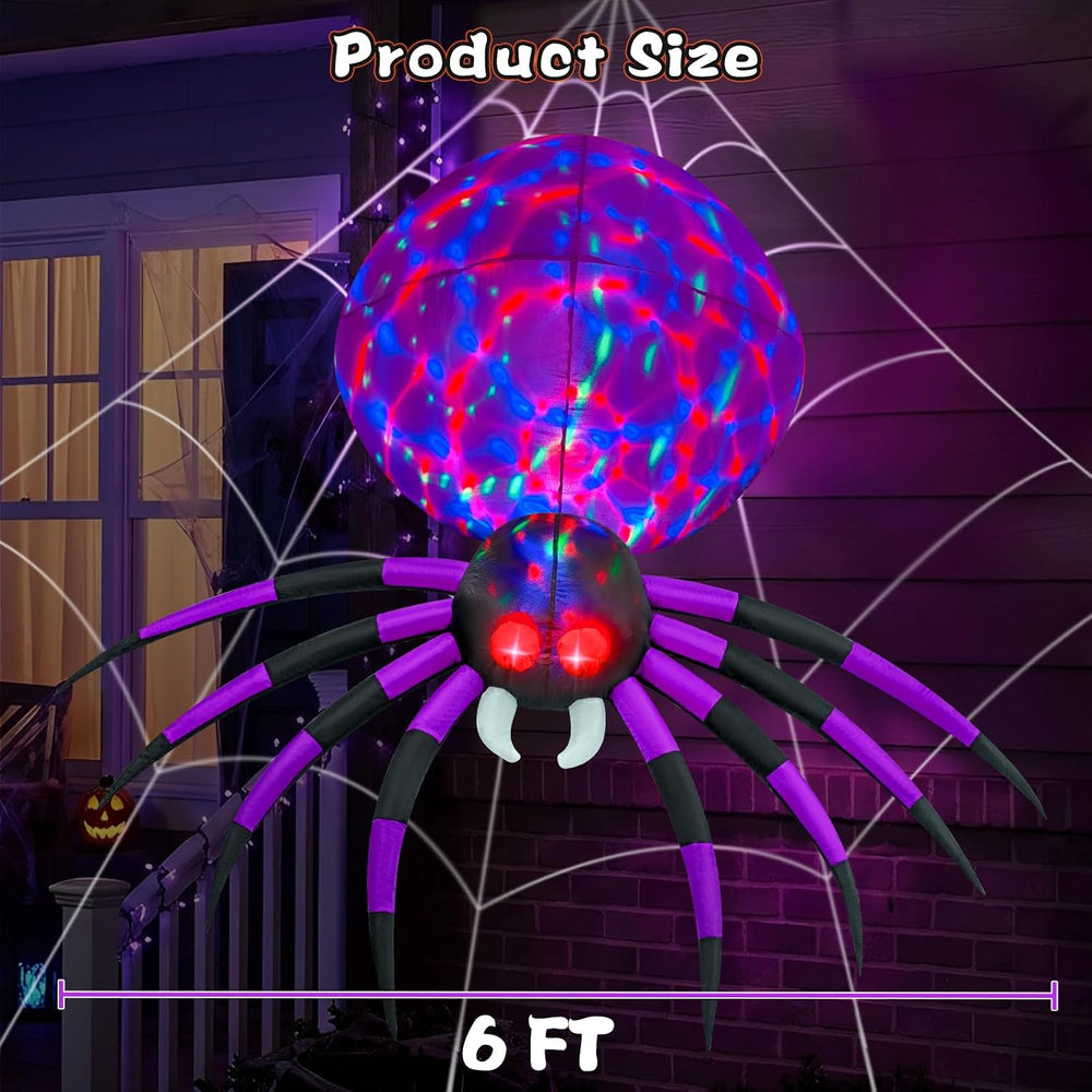6 FT Halloween Inflatable Spider Outdoor Decoration with Bright LED Lights
