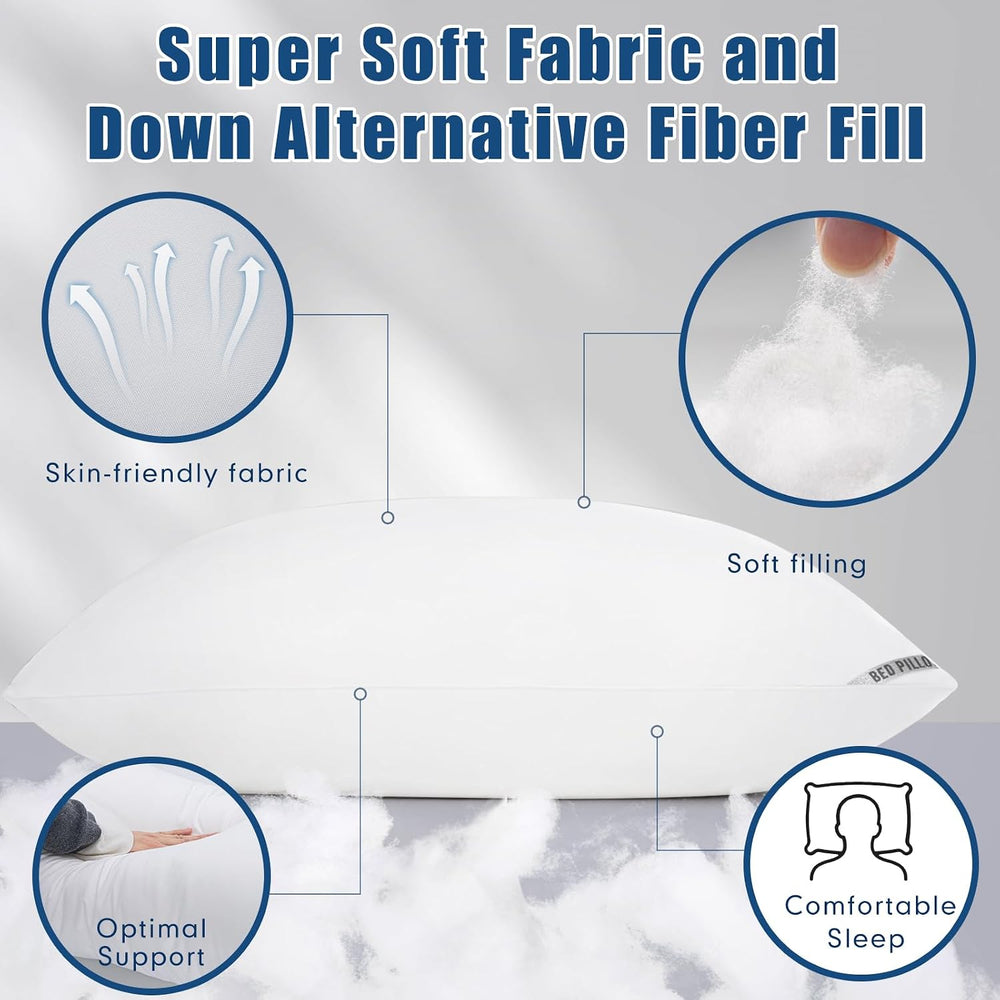 Piwaal Bed Pillows Queen Size 2 Pack, Soft Firm Support for Sleepers