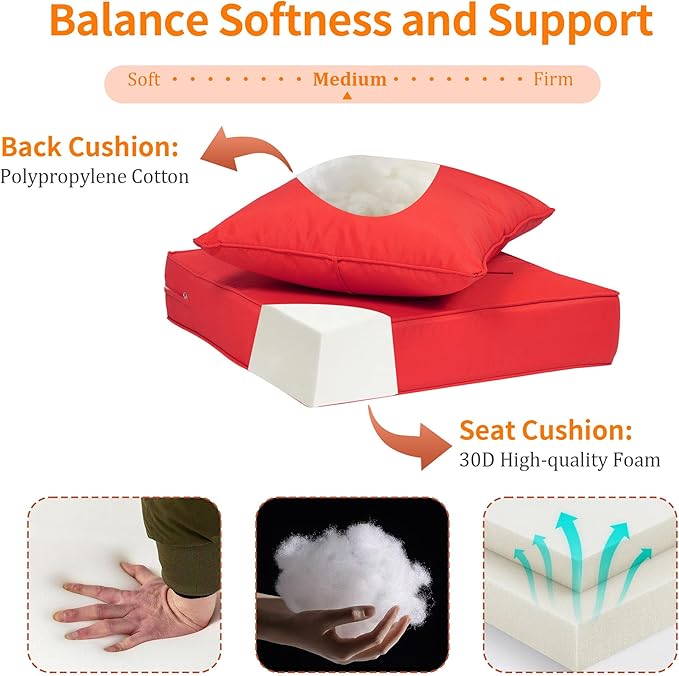 Deep Seat Outdoor Cushions Set of 4, UV&Fade Resistant Deep Seat Patio Cushions - Image 5