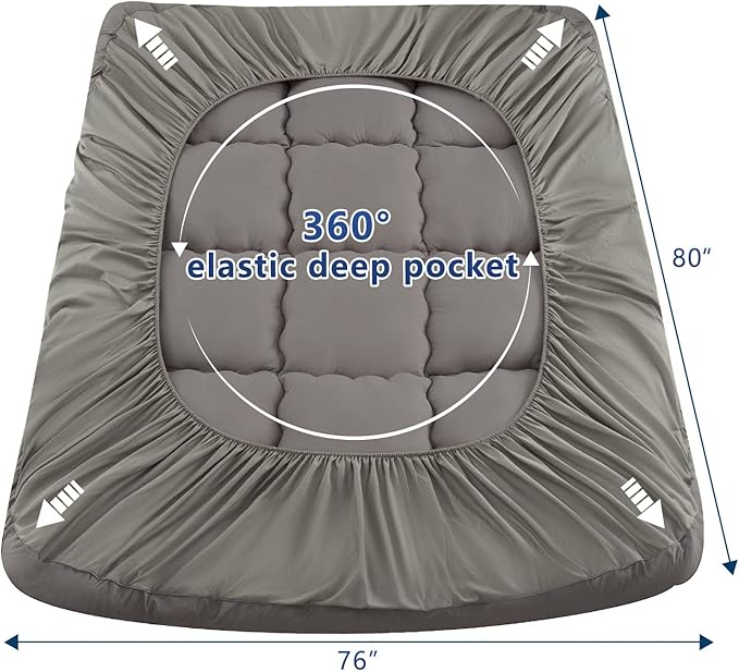 Marine Moon Mattress Topper King Cooling Bed Topper, Extra Thick Soft Mattress - Image 7