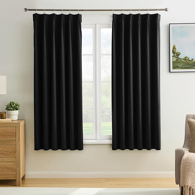 KEQIAOSUOCAI Short Pinch Pleated Blackout Curtains 45 Inch Long 2 Panels by KEQIAOSUOCAI