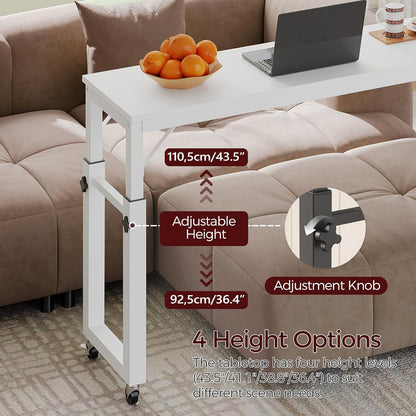 mahancris overbed table with wheels, mobile bed desk, close-up detail