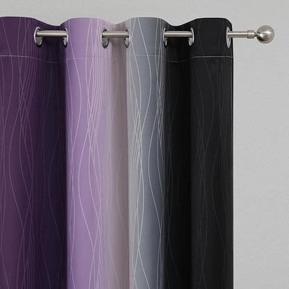 Estelar Textiler Black and Purple Ombre Blackout Curtains - Image 4