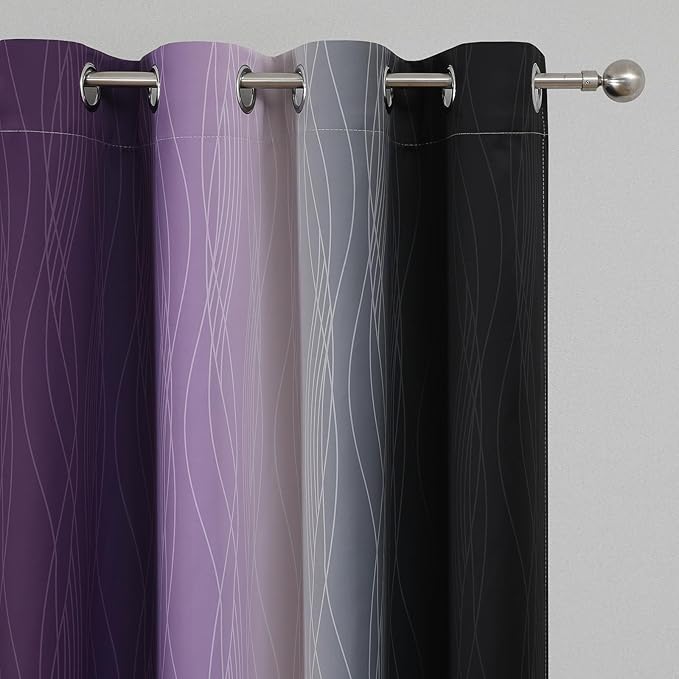 Estelar Textiler Black and Purple Ombre Blackout Curtains 45 Inch Length 2 - Image 4