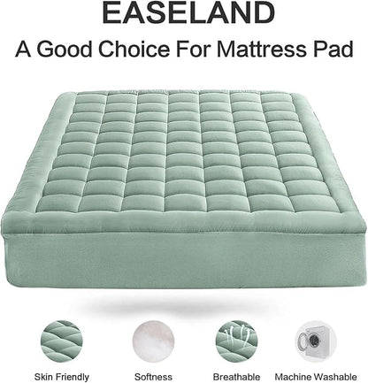 EASELAND King Size Mattress Pad Pillow Top Mattress Cover Quilted Fitted - Image 2