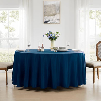 Round Tablecloth 120 Inch Tablecloth 6 Pack Navy Blue Table Cloths Washable - Image 5