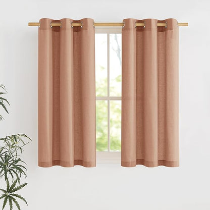 NICETOWN Terracotta Short Linen Curtains by NICETOWN