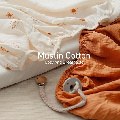 Gllquen Baby Muslin Bassinet Sheets 3 Pack, Breathable Elastic Cozy Fitted - Image 4