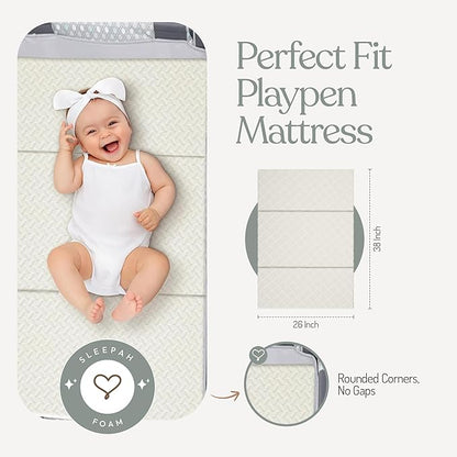 Sleepah Pack and Play Mattress Waterproof & Washable Cover Foldable Tri-Fold - Image 5