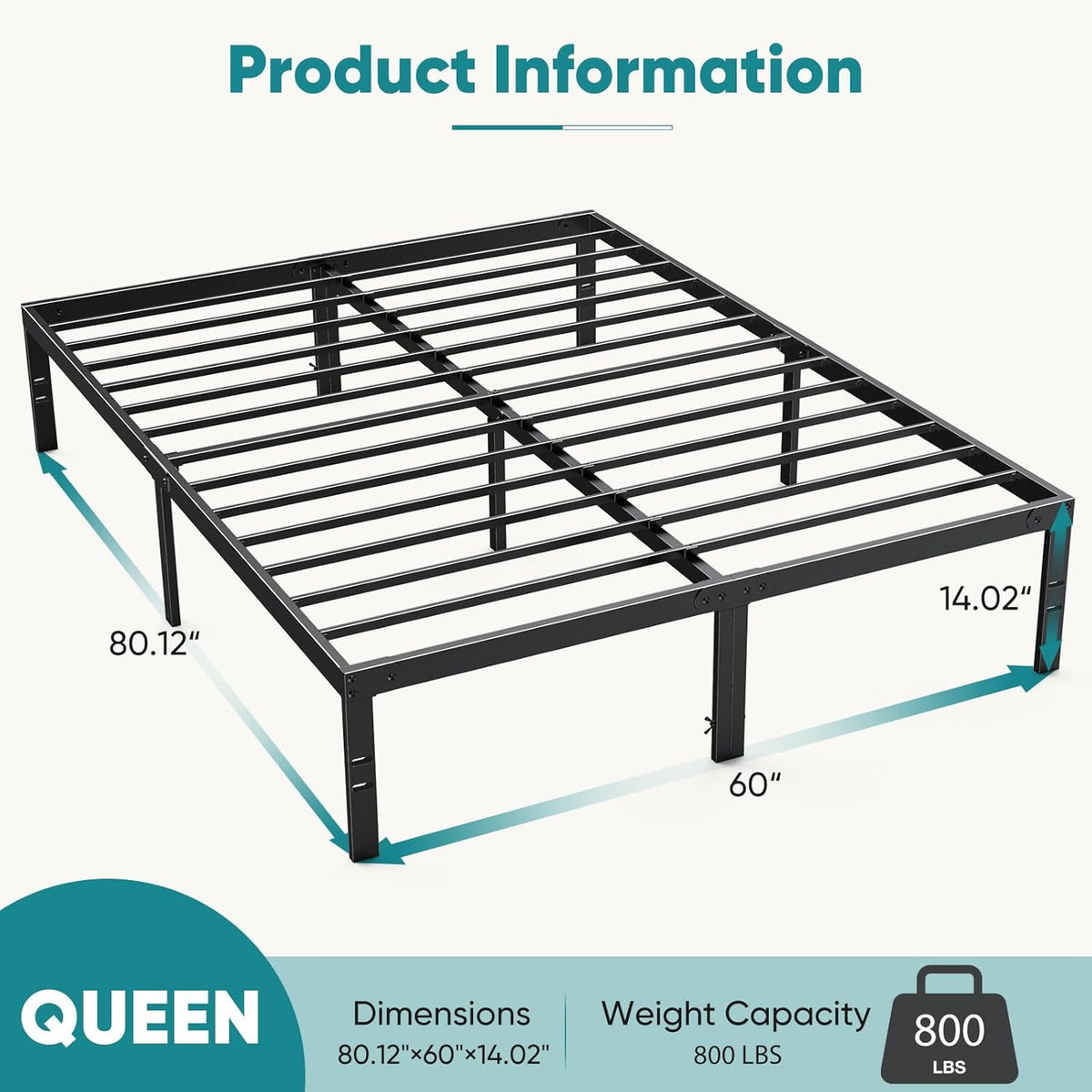 olixis 14in metal queen bed frame with storage shown in use