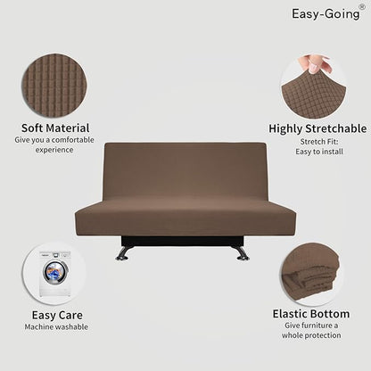 Easy-Going Stretch Futon Slipcover Armless Futon Bed Cover Furniture Protector - Image 3