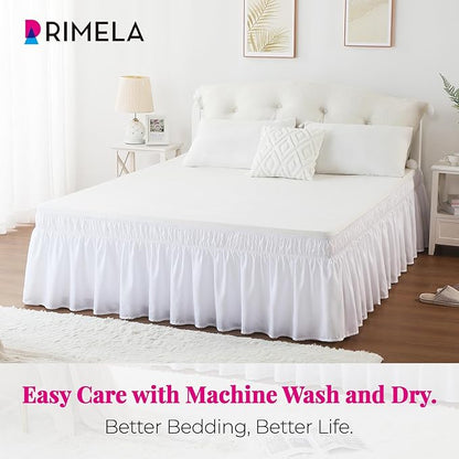 RIMELA White Bed Skirt King Size 15 Inch Drop, Elastic Bed Skirting - Image 8