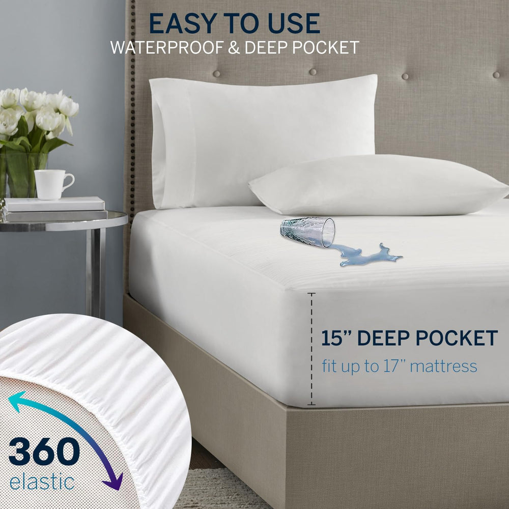 Serta Waterproof Heated Mattress Pad with Deep Pocket,Dual Controller Queen