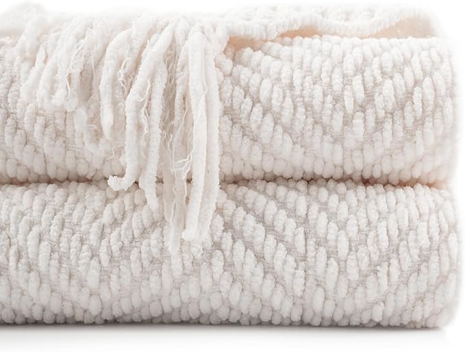 BATTILO HOME Cream Throw Blanket by BATTILOHOME