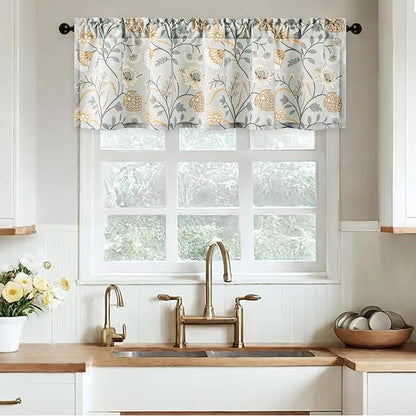 Leeva Kitchen Valances for Windows, 1 Panel Linen Textured Decorative Valance by Leeva