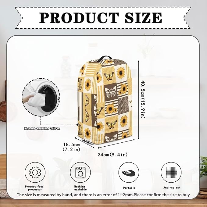 Plaid Butterfly Sunflower Blender Covers Food Processor Juicer Appliance Cover - Image 5