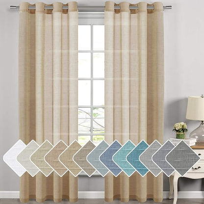 H.VERSAILTEX Linen Curtains Flax Linen Blended Curtain Panels by HVERSAILTEX
