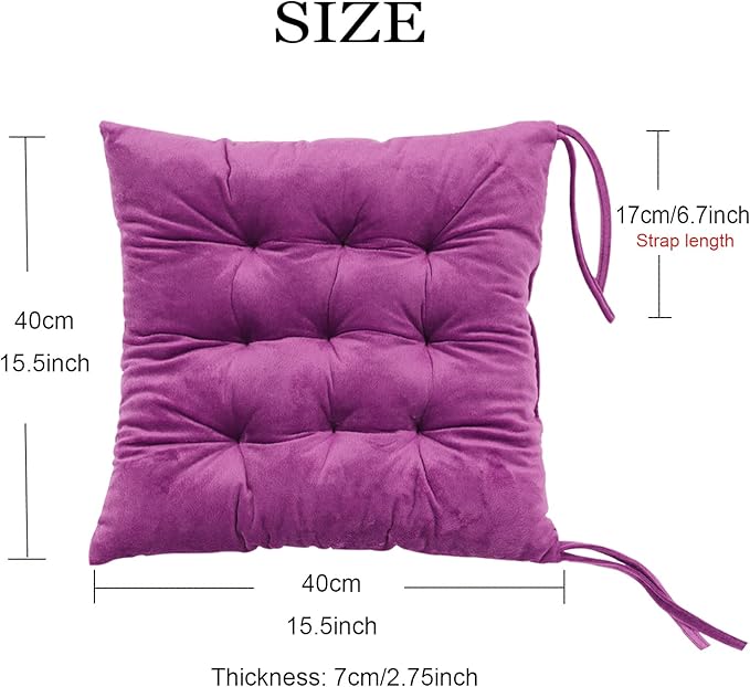 Set of 4 Square Chair Pads Indoor Seat Cushions Pillows - Image 2
