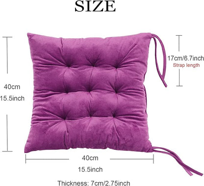 Set of 4 Square Chair Pads Indoor Seat Cushions Pillows - Image 2