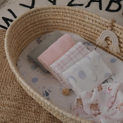 Gllquen Baby Muslin Bassinet Sheets 3 Pack, Breathable Elastic Cozy Fitted - Image 8