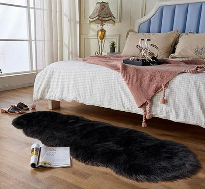 Latepis Black Runner Rugs 2x6 Faux Sheepskin Fur Rug - Image 3