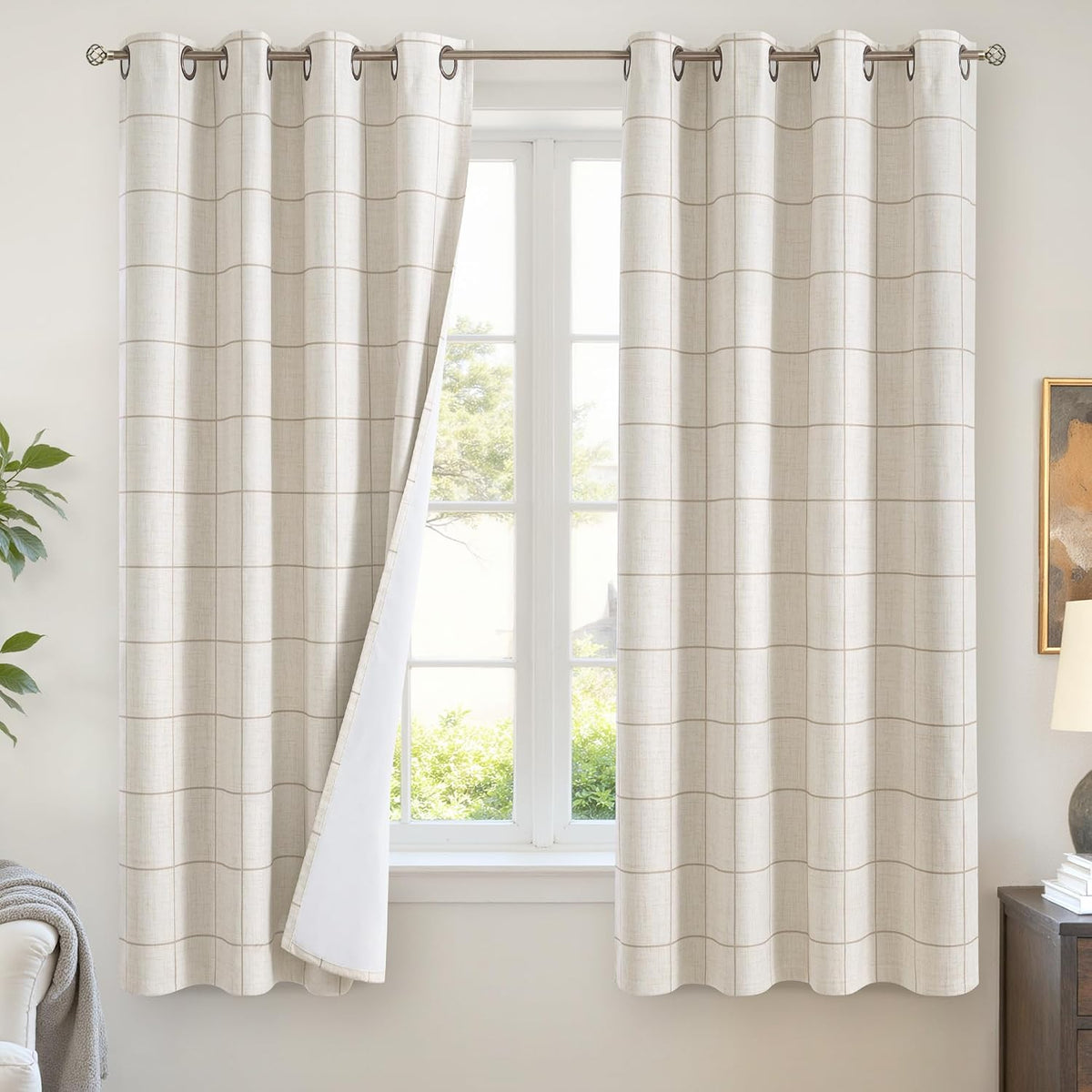lajode plaid blackout curtains for bedroom, 52x63 inch, main product view