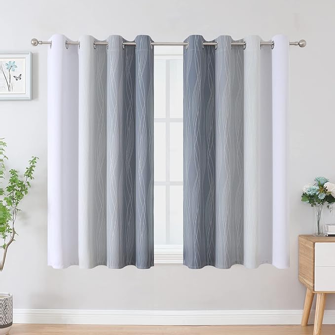 Estelar Textiler Grayish White and Grey Blackout Curtains - Image 2