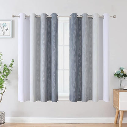 Estelar Textiler Grayish White and Grey Blackout Curtains - Image 2