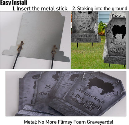 Metal Halloween Graveyard Tombstones Yard Stakes Signs